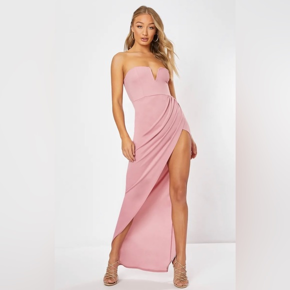 PINK SPLIT FRONT MAXI DRESS in the style - Picture 2 of 6